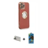 MARSİLYAN™- iPhone 13 Pro Max Kılıf İz Form Serisi - Siyah 18D Cam Ekran Koruyucu + Rainbow Kamera Lens Koruma Cam - BZ
