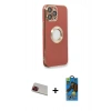 MARSİLYAN™- iPhone 13 Pro Max Kılıf İz Form Serisi - Siyah 18D Cam Ekran Koruyucu + Rainbow Kamera Lens Koruma Cam - KI