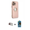 MARSİLYAN™- iPhone 13 Pro Max Kılıf İz Form Serisi - Siyah 18D Cam Ekran Koruyucu + Rainbow Kamera Lens Koruma Cam - KI