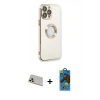 MARSİLYAN™- iPhone 13 Pro Max Kılıf İz Form Serisi - Siyah 18D Cam Ekran Koruyucu + Rainbow Kamera Lens Koruma Cam - REGD