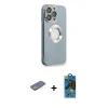 MARSİLYAN™- iPhone 13 Pro Max Kılıf İz Form Serisi - Siyah 18D Cam Ekran Koruyucu + Renkli Kamera Lens Koruma Cam - SI