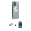 MARSİLYAN™- iPhone 13 Pro Max Kılıf İz Form Serisi - Siyah 18D Cam Ekran Koruyucu + Shine Kamera Lens Koruma Cam - MI