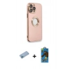 MARSİLYAN™- iPhone 13 Pro Max Kılıf İz Form Serisi - Siyah 18D Cam Ekran Koruyucu + Shine Kamera Lens Koruma Cam - MI