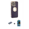 MARSİLYAN™- iPhone 13 Pro Max Kılıf İz Form Serisi - Siyah 18D Cam Ekran Koruyucu + Renkli Kamera Lens Koruma Cam - YL