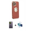 MARSİLYAN™- iPhone 13 Pro Max Kılıf İz Form Serisi - Siyah 3D Antistatik Cam Ekran Koruyucu + Neon Fosforlu Kamera Lens - YL