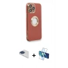 MARSİLYAN™- iPhone 13 Pro Max Kılıf İz Form Serisi - Siyah 3D Antistatik Cam Ekran Koruyucu + Pers Alüminyum Kamera Lens - LT