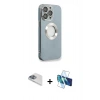 MARSİLYAN™- iPhone 13 Pro Max Kılıf İz Form Serisi - Siyah 3D Antistatik Cam Ekran Koruyucu + Pers Alüminyum Kamera Lens - SABE
