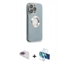 MARSİLYAN™- iPhone 13 Pro Max Kılıf İz Form Serisi - Siyah 3D Antistatik Cam Ekran Koruyucu + Pers Alüminyum Kamera Lens - GI