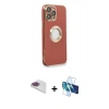 MARSİLYAN™- iPhone 13 Pro Max Kılıf İz Form Serisi - Siyah 3D Antistatik Cam Ekran Koruyucu + Pers Alüminyum Kamera Lens - GI