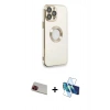 MARSİLYAN™- iPhone 13 Pro Max Kılıf İz Form Serisi - Siyah 3D Antistatik Cam Ekran Koruyucu + Rainbow Kamera Lens Koruma Cam - KI