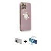 MARSİLYAN™- iPhone 13 Pro Max Kılıf İz Form Serisi - Siyah 3D Antistatik Cam Ekran Koruyucu + Rainbow Kamera Lens Koruma Cam - MR