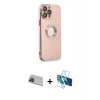 MARSİLYAN™- iPhone 13 Pro Max Kılıf İz Form Serisi - Siyah 3D Antistatik Cam Ekran Koruyucu + Rainbow Kamera Lens Koruma Cam - MI