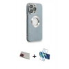 MARSİLYAN™- iPhone 13 Pro Max Kılıf İz Form Serisi - Siyah 3D Antistatik Cam Ekran Koruyucu + Rainbow Kamera Lens Koruma Cam - KI