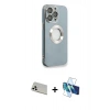 MARSİLYAN™- iPhone 13 Pro Max Kılıf İz Form Serisi - Siyah 3D Antistatik Cam Ekran Koruyucu + Rainbow Kamera Lens Koruma Cam - BZ