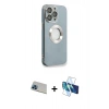 MARSİLYAN™- iPhone 13 Pro Max Kılıf İz Form Serisi - Siyah 3D Antistatik Cam Ekran Koruyucu + Rainbow Kamera Lens Koruma Cam - MI