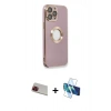 MARSİLYAN™- iPhone 13 Pro Max Kılıf İz Form Serisi - Siyah 3D Antistatik Cam Ekran Koruyucu + Rainbow Kamera Lens Koruma Cam - KI