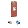 MARSİLYAN™- iPhone 13 Pro Max Kılıf İz Form Serisi - Siyah 3D Antistatik Cam Ekran Koruyucu + Rainbow Kamera Lens Koruma Cam - KI