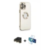 MARSİLYAN™- iPhone 13 Pro Max Kılıf İz Form Serisi - Siyah 3D Antistatik Cam Ekran Koruyucu + Raze Metal Kamera Lens - GD