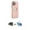 MARSİLYAN™- iPhone 13 Pro Max Kılıf İz Form Serisi - Siyah 3D Antistatik Cam Ekran Koruyucu + Raze Metal Kamera Lens - GD