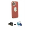 MARSİLYAN™- iPhone 13 Pro Max Kılıf İz Form Serisi - Siyah 3D Antistatik Cam Ekran Koruyucu + Raze Metal Kamera Lens - GD