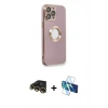 MARSİLYAN™- iPhone 13 Pro Max Kılıf İz Form Serisi - Siyah 3D Antistatik Cam Ekran Koruyucu + Raze Metal Kamera Lens - GD