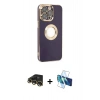 MARSİLYAN™- iPhone 13 Pro Max Kılıf İz Form Serisi - Siyah 3D Antistatik Cam Ekran Koruyucu + Raze Metal Kamera Lens - GD