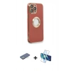 MARSİLYAN™- iPhone 13 Pro Max Kılıf İz Form Serisi - Siyah 3D Antistatik Cam Ekran Koruyucu + Renkli Kamera Lens Koruma Cam - YL
