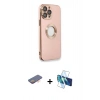 MARSİLYAN™- iPhone 13 Pro Max Kılıf İz Form Serisi - Siyah 3D Antistatik Cam Ekran Koruyucu + Renkli Kamera Lens Koruma Cam - TU