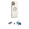 MARSİLYAN™- iPhone 13 Pro Max Kılıf İz Form Serisi - Siyah 3D Antistatik Cam Ekran Koruyucu + Renkli Kamera Lens Koruma Cam - YL