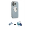 MARSİLYAN™- iPhone 13 Pro Max Kılıf İz Form Serisi - Siyah 3D Antistatik Cam Ekran Koruyucu + Shine Kamera Lens Koruma Cam - MI