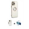 MARSİLYAN™- iPhone 13 Pro Max Kılıf İz Form Serisi - Siyah 3D Antistatik Cam Ekran Koruyucu + Shine Kamera Lens - GD