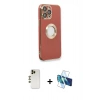MARSİLYAN™- iPhone 13 Pro Max Kılıf İz Form Serisi - Siyah 3D Antistatik Cam Ekran Koruyucu + Shine Kamera Lens - GD