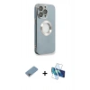 MARSİLYAN™- iPhone 13 Pro Max Kılıf İz Form Serisi - Siyah 3D Antistatik Cam Ekran Koruyucu + Shine Kamera Lens Koruma Cam - GI
