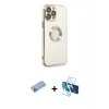 MARSİLYAN™- iPhone 13 Pro Max Kılıf İz Form Serisi - Siyah 3D Antistatik Cam Ekran Koruyucu + Shine Kamera Lens Koruma Cam - MI