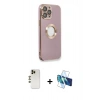 MARSİLYAN™- iPhone 13 Pro Max Kılıf İz Form Serisi - Siyah 3D Antistatik Cam Ekran Koruyucu + Shine Kamera Lens - GD