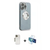 MARSİLYAN™- iPhone 13 Pro Max Kılıf İz Form Serisi - Siyah 3D Antistatik Cam Ekran Koruyucu + Shine Kamera Lens - GD