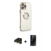MARSİLYAN™- iPhone 13 Pro Max Kılıf İz Form Serisi - Siyah 3D Antistatik Hayalet Cam Ekran Koruyucu + Raze Metal Kamera Lens - GD