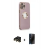 MARSİLYAN™- iPhone 13 Pro Max Kılıf İz Form Serisi - Siyah 3D Antistatik Hayalet Cam Ekran Koruyucu + Raze Metal Kamera Lens - GD