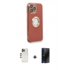 MARSİLYAN™- iPhone 13 Pro Max Kılıf İz Form Serisi - Siyah 3D Antistatik Hayalet Cam Ekran Koruyucu + Shine Kamera Lens - GD