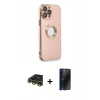 MARSİLYAN™- iPhone 13 Pro Max Kılıf İz Form Serisi - Siyah 3D Antistatik Hayalet Cam Ekran Koruyucu + Raze Metal Kamera Lens - GD