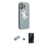 MARSİLYAN™- iPhone 13 Pro Max Kılıf İz Form Serisi - Siyah 3D Antistatik Hayalet Cam Ekran Koruyucu + Shine Kamera Lens Koruma Cam - MI