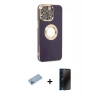 MARSİLYAN™- iPhone 13 Pro Max Kılıf İz Form Serisi - Siyah 3D Antistatik Hayalet Cam Ekran Koruyucu + Shine Kamera Lens Koruma Cam - MI