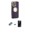 MARSİLYAN™- iPhone 13 Pro Max Kılıf İz Form Serisi - Siyah 3D Antistatik Hayalet Cam Ekran Koruyucu + Metal Kamera Lens Koruma Cam - KI