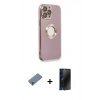 MARSİLYAN™- iPhone 13 Pro Max Kılıf İz Form Serisi - Siyah 3D Antistatik Hayalet Cam Ekran Koruyucu + Metal Kamera Lens Koruma Cam - MR