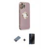 MARSİLYAN™- iPhone 13 Pro Max Kılıf İz Form Serisi - Siyah 3D Antistatik Hayalet Cam Ekran Koruyucu + Metal Kamera Lens Koruma Cam - KI