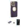 MARSİLYAN™- iPhone 13 Pro Max Kılıf İz Form Serisi - Siyah 3D Antistatik Hayalet Cam Ekran Koruyucu + Renkli Kamera Lens Koruma Cam - SI