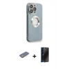 MARSİLYAN™- iPhone 13 Pro Max Kılıf İz Form Serisi - Siyah 3D Antistatik Hayalet Cam Ekran Koruyucu + Renkli Kamera Lens Koruma Cam - SI