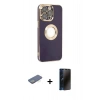 MARSİLYAN™- iPhone 13 Pro Max Kılıf İz Form Serisi - Siyah 3D Antistatik Hayalet Cam Ekran Koruyucu + Renkli Kamera Lens Koruma Cam - YL