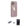 MARSİLYAN™- iPhone 13 Pro Max Kılıf İz Form Serisi - Siyah 3D Antistatik Hayalet Cam Ekran Koruyucu + Renkli Kamera Lens Koruma Cam - YL