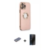 MARSİLYAN™- iPhone 13 Pro Max Kılıf İz Form Serisi - Siyah 3D Antistatik Hayalet Cam Ekran Koruyucu + Renkli Kamera Lens Koruma Cam - SI